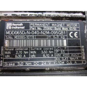 Rexroth Bosch Group 255692 MDD065D-N-040-N2M-095GB1 Motor - Used