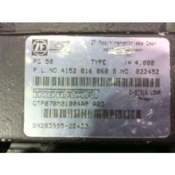 BOSCH REXROTH INDRAMAT ZF PG 50 GEARBOX MODEL GTP070M01004 A03 RATIO 4