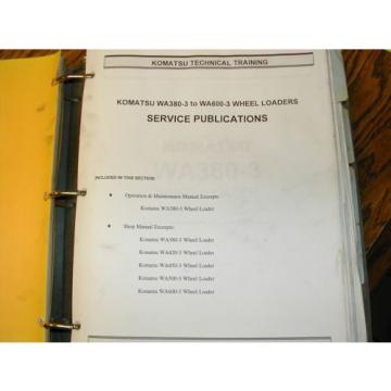 Komatsu WA380-3 420 450-3 WA600-3 SERVICE SHOP REPAIR MANUAL WHEEL LOADER GUIDE