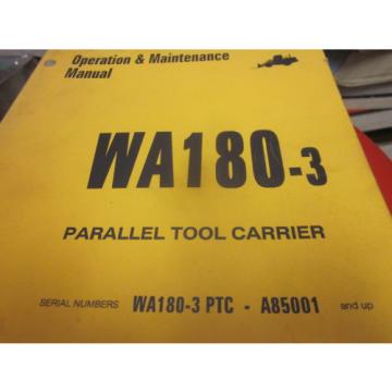 Komatsu WA180-3 Tool Carrier Operation &amp; Maintenance Manual S/N A85001