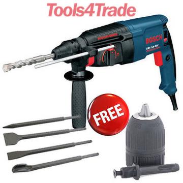 Bosch GBH2-26DRE 2-kilo Rotary Hammer Drill, Free Chisels and Keyless Chuck 110V