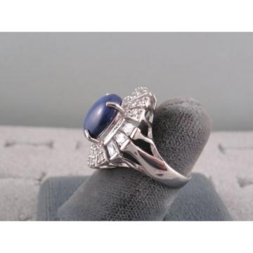 12X10MM LINDE LINDY CRNFLWER BLUE STAR SAPPHIRE CREATED 2ND RD PLT .925 S/S RING