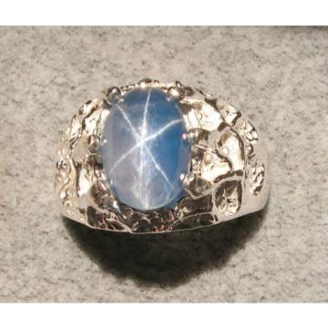 6+ CT PMP LINDE LINDY TRANS CEYLON BLUE STAR SAPPHIRE CREATED FF RING .925 SS