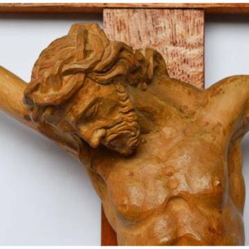 Großes Kruzifix Christuskreuz Holz Kreuz Eiche Korpus Linde geschnitzt 83 x 50cm