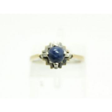 Fun 1940s-50s Art Deco Linde Star Sapphire 14K Yellow &amp; White Gold Ladies Ring