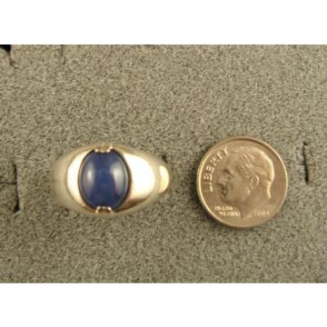 MEN&#039;S 10x8mm 3+ CT LINDE LINDY CRNFLWR BLUE STAR SAPPHIRE CREATED SECOND RING SS