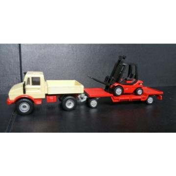 R.8 Siku 2522 Unimog mit Anhänger und Linde Gabelstappler s,Beschreibung!