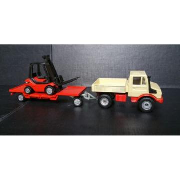 R.8 Siku 2522 Unimog mit Anhänger und Linde Gabelstappler s,Beschreibung!