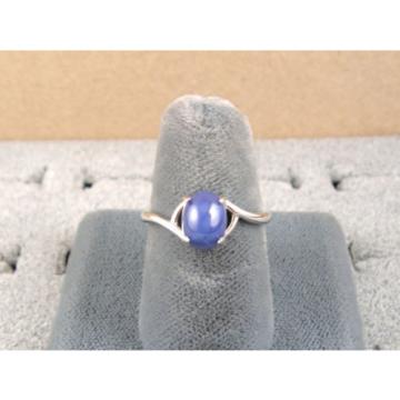 VINTAGE LINDE LINDY CORNFLOWER BLUE STAR SAPPHIRE CREATED RING RD PLATE .925 S/S