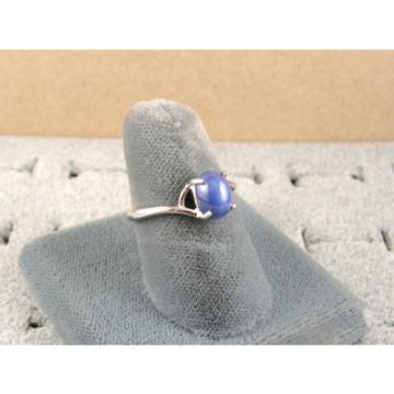 VINTAGE LINDE LINDY CORNFLOWER BLUE STAR SAPPHIRE CREATED RING RD PLATE .925 S/S