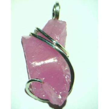 43.26ct Pink Linde Star Sapphire Crystal Rough in Sterling Silver Pendant Wrap