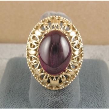 LINDE LINDY RED STAR SAPPHIRE CREATED RUBY 2ND YELLOW GOLD ION PL STNLESS RING