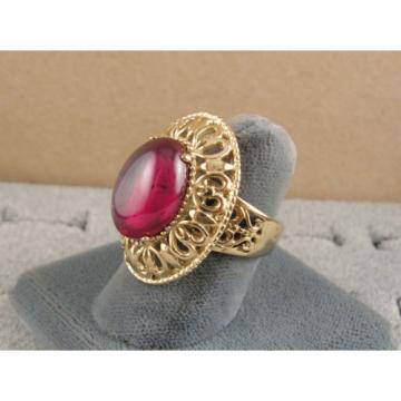 LINDE LINDY RED STAR SAPPHIRE CREATED RUBY 2ND YELLOW GOLD ION PL STNLESS RING