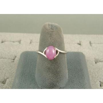 VINTAGE LINDE LINDY DUSKY ROSE STAR SAPPHIRE CREATED BYPASS RING RD PLT .925 SS