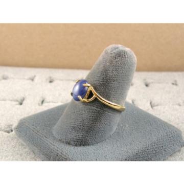 SIGNED VINTAGE LINDE LINDY CRNFLWER BLUE STAR SAPPHIRE CREATED RING SOLID 14K YG