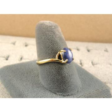 SIGNED VINTAGE LINDE LINDY CRNFLWER BLUE STAR SAPPHIRE CREATED RING SOLID 14K YG