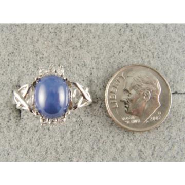 VINTAGE SIGNED LINDE LINDY CF BLUE STAR SAPPHIRE CREATED C H RING RD PLT .925 SS