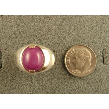 MEN&#039;S 12x10mm 5+ CT LINDE LINDY PINK STAR SAPPHIRE CREATED RUBY SECOND RING SS