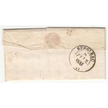 LETTRE 1841 LA LINDE POUR BERGERAC TAXE CADOUIN CACHET ROUGE