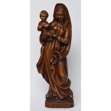 Große Holz Skulptur Linde geschnitzt Maria Muttergottes Madonna mit Kind 54 cm