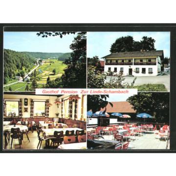 schöne AK Schambach, Gasthof-Pension Zur Linde mit Gastraum und Terrasse