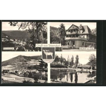 AK Sitzendorf, Gesamtansicht, HO-Hotel zur Linde, Badeanstalt, Im Schwarzatal,