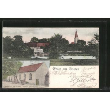 schöne AK Prieros, Partie am Gasthaus zur Linde 1906