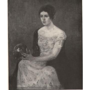 Pensive Woman Holding a Crystal Ball  - 1918 Vintage Print - Ossip L Linde