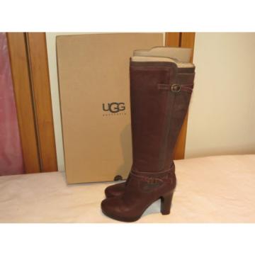 UGG® AUSTRALIA LINDE BROWN LEATHER KNEE HIGH BOOTS UK 5.5 EUR 38 USA 7 RRP £245