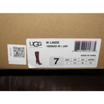 UGG® AUSTRALIA LINDE BROWN LEATHER KNEE HIGH BOOTS UK 5.5 EUR 38 USA 7 RRP £245