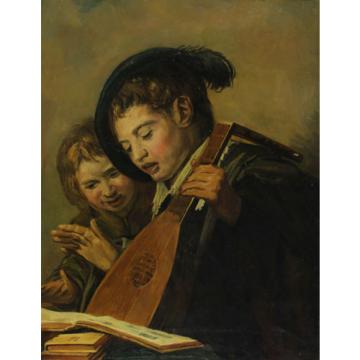 Signiert J. v. d. Linde Jr. - Musizierende Kinder  Art des Rembrandt  od. Hals ?