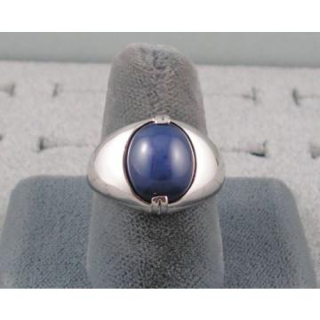 VINTAGE SIGNED LINDE LINDY CRNFLWR BLUE STAR SAPPHIRE CREATED RING RHD P .925 SS