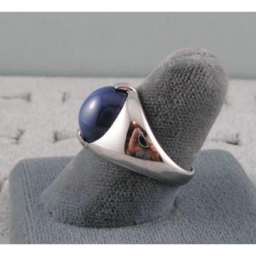 VINTAGE SIGNED LINDE LINDY CRNFLWR BLUE STAR SAPPHIRE CREATED RING RHD P .925 SS