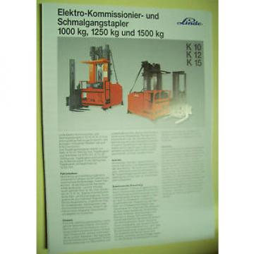 Original Prospekt Linde Elektro-Hochhub-Kommisionierer &amp;Schmalgangstapler K10,12