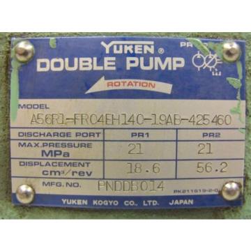 YUKEN A56R1-FR04EH140-19AB-425460 21 MPa HYDRAULIC DOUBLE VANE PUMP