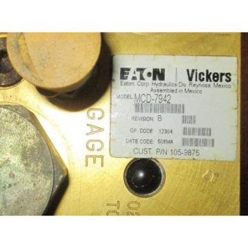 Lot of 2  EATON VICKERS HYDRAULIC MANIFOLD ASSY # MCD-7186 amp; MCD-7942