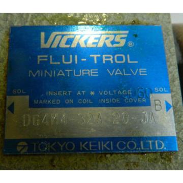 Vickers Tokimec Flui-Trol Valve, DG4M4-32A-20-JA, Used, WARRANTY