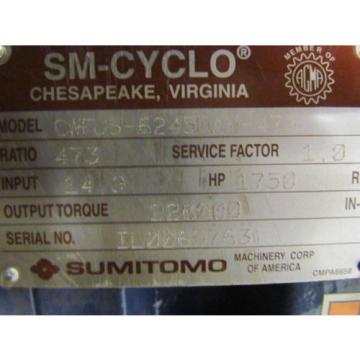 Sumitomo Machinery SM-Cyclo CWFJS-6245DAY-473 473:1 Inline Gear Reducer 149 HP
