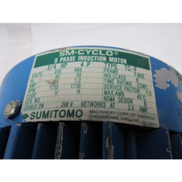 Sumitomo SM-Cyclo CNFM084095YB13 3/4HP Gear Motor 13:1 Ratio 208-230/460V 3Ph