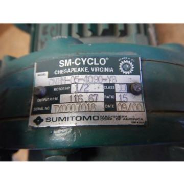 Origin Sumitomo CNHM-05-4090-YB Gear Reducer amp; Motor 1/2 HP 15:1 Ratio 230/460 Volt