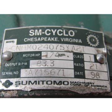 Sumitomo SM-Cyclo CNHM024075YA21 1/4HP Gear Motor 21:1 Ratio 208-230/460V 3Ph