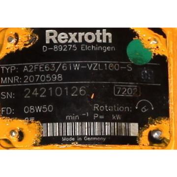 Rexroth A2FE63/61W-VZL100-S Hydraulic Piston pumps Motor