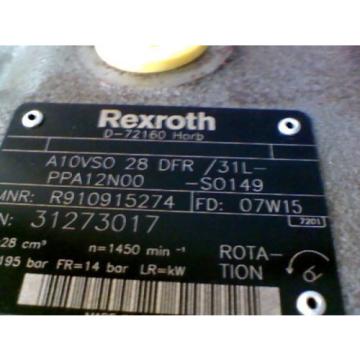 Rexroth A10VS0 28 DFR / 31L Variable Axle pumps, D-72160 D7W15, 7/8#034; shaft