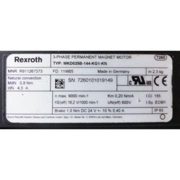 Rexroth MKD025B-144-KG1-KN R911267373 3Ph-Permanent-Magnet-Motor-unused-