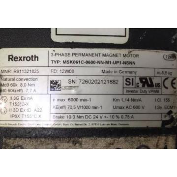 REXROTH 3-Phase Permanent Magnet Motor / MSK061C-0600-NN-M1-UP1-NSNN