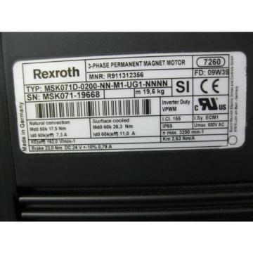 REXROTH MSK071D-0200-NN-M1-UG1-NNNN 3 Phase Permanent Magnet Servo Motor Origin