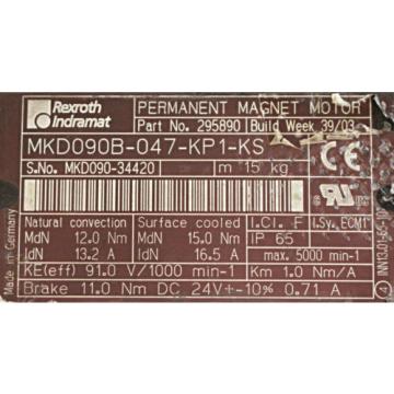 Rexroth Indramat Servomotor MKD090B-047-KP1-KS Part : 295890