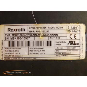 Rexroth MSK100B-0200-NN-M1-AG2-NNNN   3~ Permanent Magnet Motor