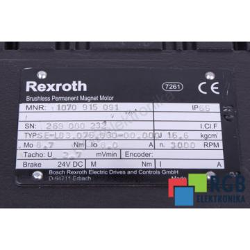 SERVOMOTOR SE-LB3075030-00000 8A 3000RPM BOSCH REXROTH 12M WARRANT ID35537