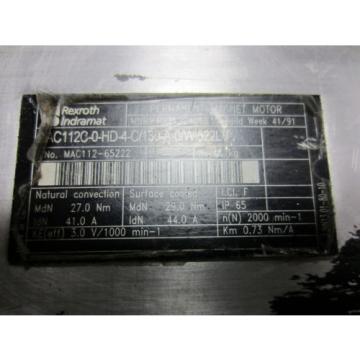 Rexroth Indramat MAC112C-0-HD-4-C/130A-A-0/WI522LV Permanent Magnet Servo Motor